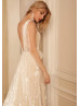 V Neck Beaded 3D Lace Tulle Fairy Wedding Dress